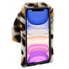 LCHDA Rabbit Case for Samsung Galaxy A11, Cute 3D Bunny Ears Soft Furry Hairball Fuzzy Warm Winter Faux Fur Plush Fluffy Flexible TPU Bumper Women Girls Protective Skin Cover - Leopard Beige view 4