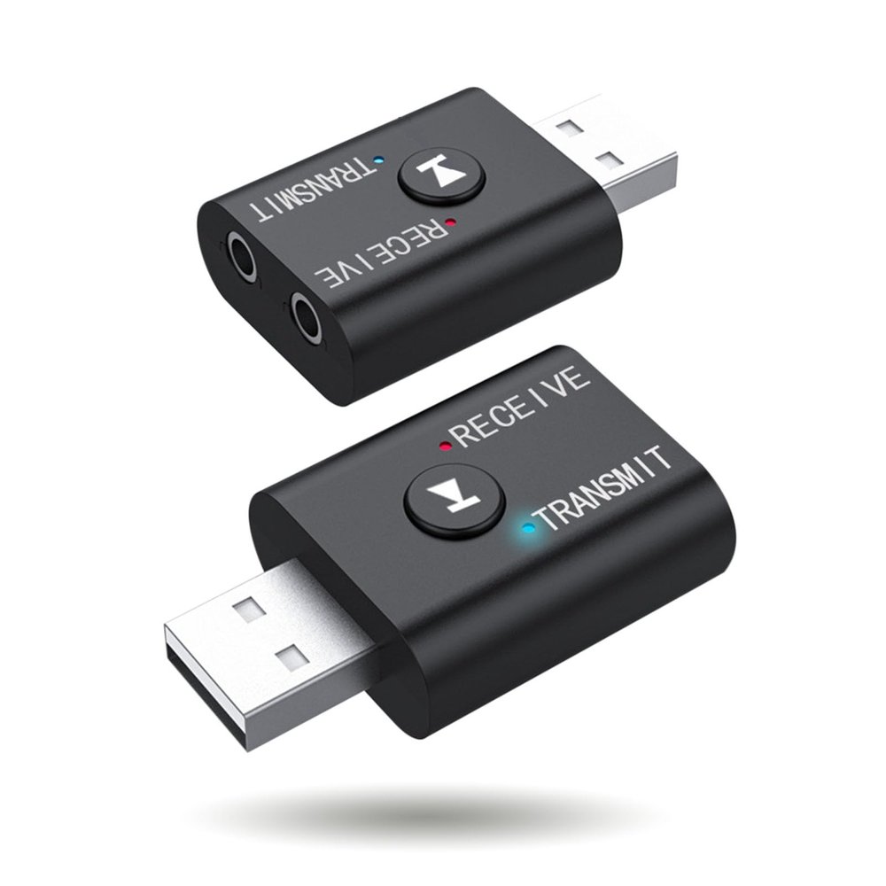 Bluetooth 5.0 Transmitter/Receiver Adapter 2 in 1 Powerful Function Bluetooth 5.0 Transmitter Receiver Independent Circuit Audio Adapter with 3.5mm Assist Cable