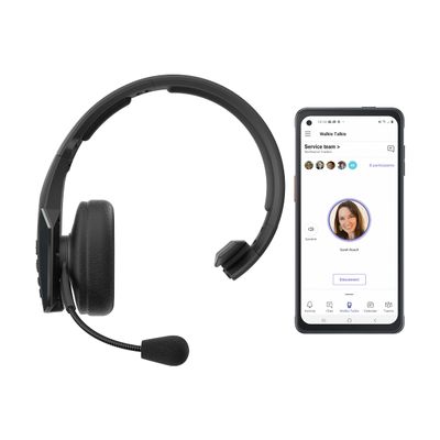 BlueParrott B450-XT MS Noise Cancelling Bluetooth Headset Hands-Free Wireless Headset Programmed with Access to Microsoft Teams Walkie Talkie Long Wireless Range, 24+ Hrs of Talk Time, IP54-Rated