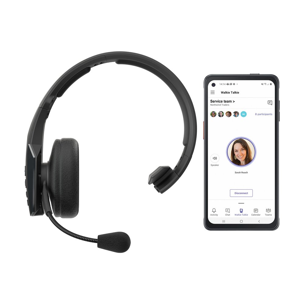 BlueParrott B450-XT MS Noise Cancelling Bluetooth Headset Hands-Free Wireless Headset Programmed with Access to Microsoft Teams Walkie Talkie Long Wireless Range, 24+ Hrs of Talk Time, IP54-Rated