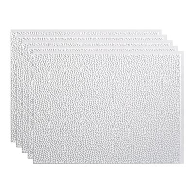Fasade 18in x 24in Hammered Gloss White Backsplash Panel 5pk