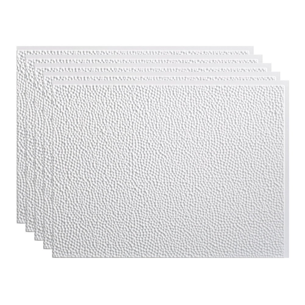 Fasade 18in x 24in Hammered Gloss White Backsplash Panel 5pk