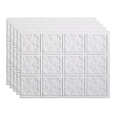 Fasade 18in x 24in Traditional 10 Matte White Backsplash Panel 5pk