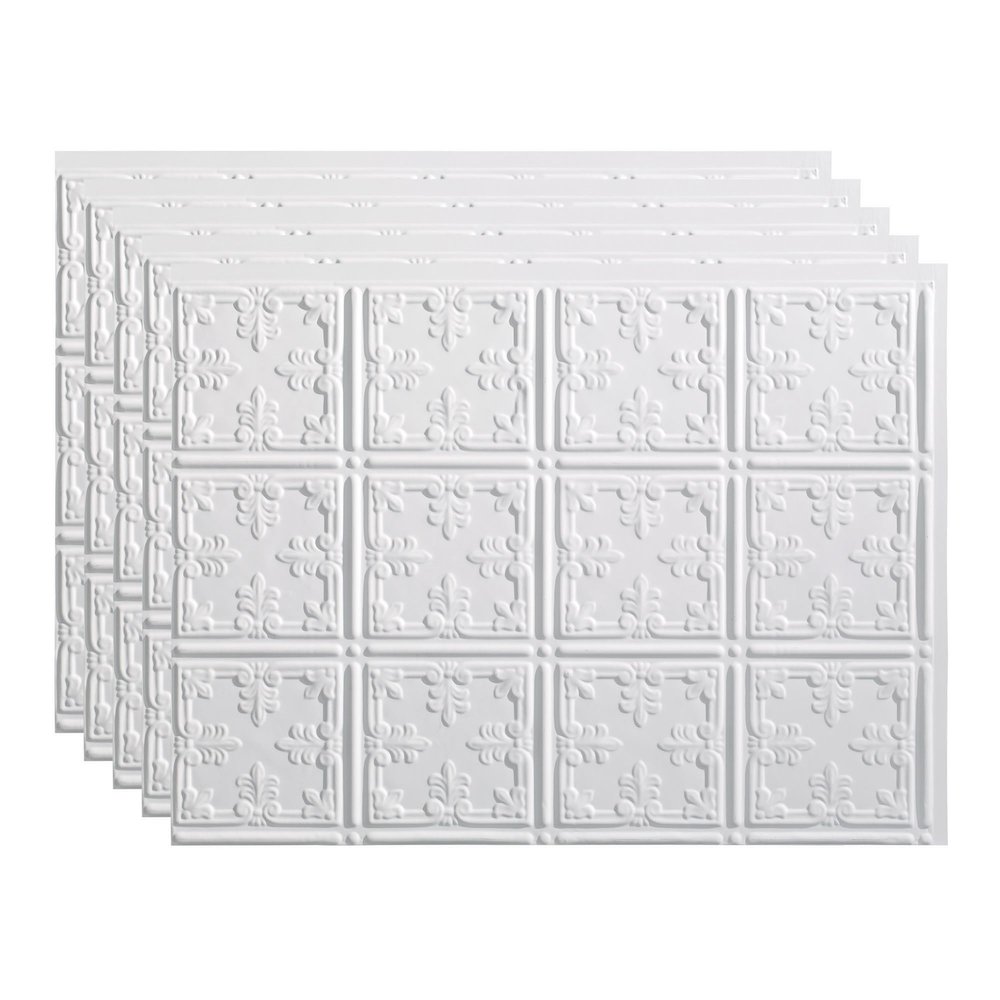 Fasade 18in x 24in Traditional 10 Matte White Backsplash Panel 5pk