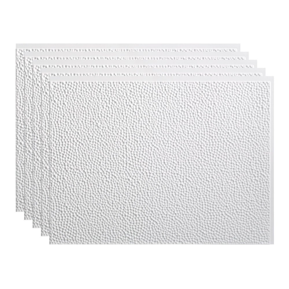 Fasade 18in x 24in Hammered Matte White Backsplash Panel 5pk