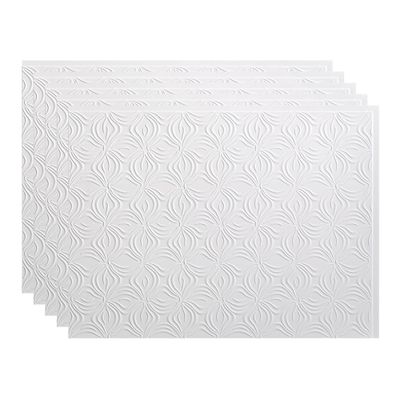 Fasade 18in x 24in Lotus Matte White Backsplash Panel 5pk