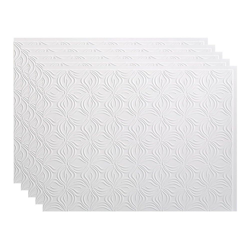 Fasade 18in x 24in Lotus Matte White Backsplash Panel 5pk