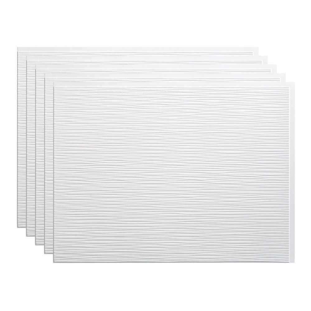 Fasade 18in x 24in Ripple Matte White Backsplash Panel 5pk