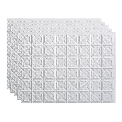 Fasade 18in x 24in Traditional 6 Gloss White Backsplash Panel 5pk