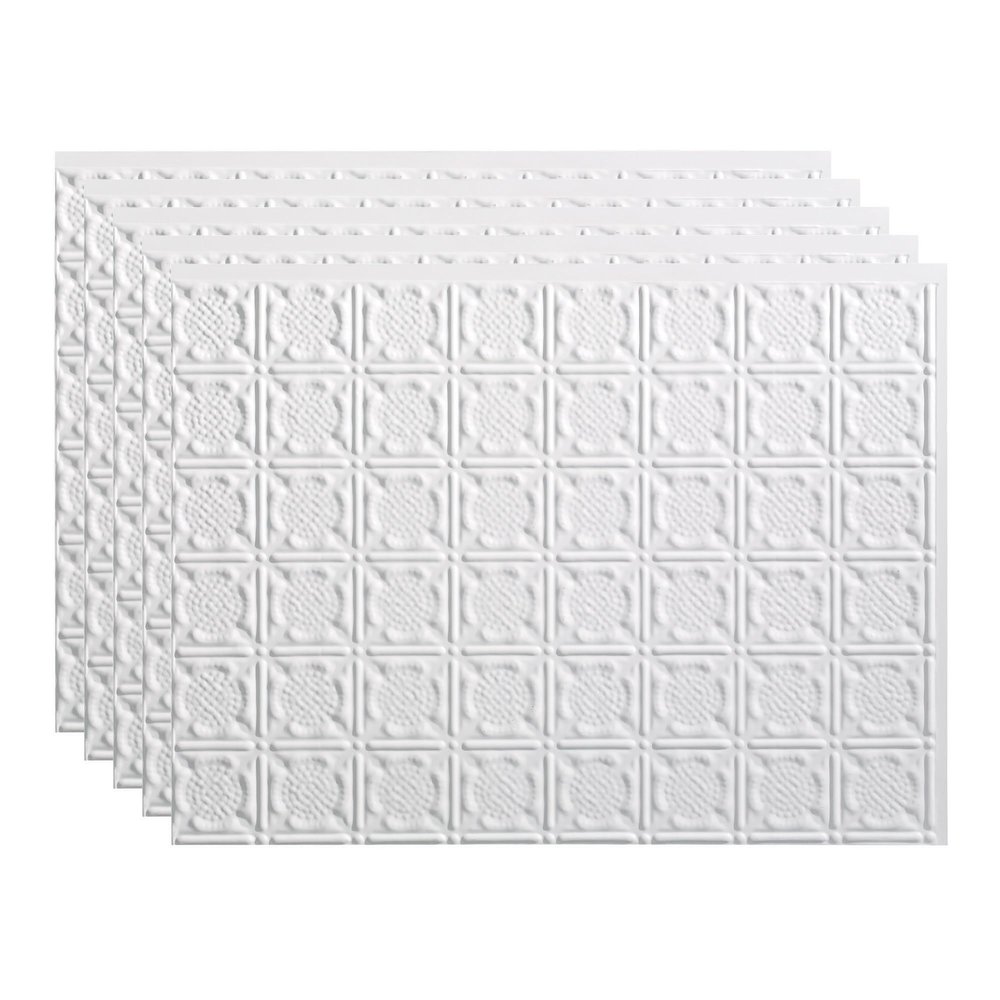 Fasade 18in x 24in Traditional 6 Matte White Backsplash Panel 5pk