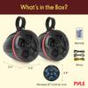 Pyle 2-Way Waterproof Off Road Speakers - 4" 800W Active Passive Marine Grade Wakeboard Tower RGB Speakers System w/Bluetooth Controller, Full Range Stereo Speaker for ATV/UTV Jeep Boat PLUTV48KBTR view 2