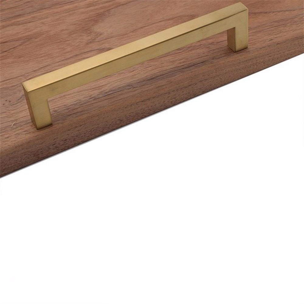 Geeyu Gold Cabinet Handles, New Golden Brass Kitchen Cabinet Handles Modern Dresser Pulls Door Handles and Knobs Square Furniture Hardware (Color : A5)