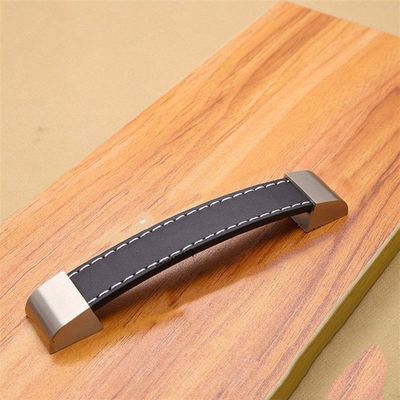 Geeyu File Cabinet Handles, Zinc Alloy Leather Handles for Furniture Cabinet Knobs Chest Drawer Suitcase Handle and Pulls Black Brown Kitchen Handles (Color : Black 128mm)