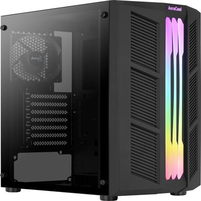 Aerocool Prime, PC ATX Case, Front Triple ARGB, Tempered Glass, Fan 12 cm