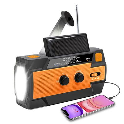 NPET Emergency Solar Hand Crank Radio, AM FM NOAA Portable with LED Light