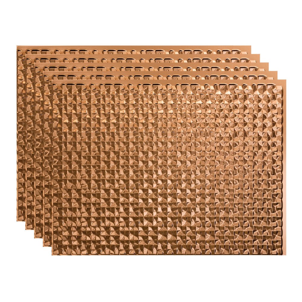 Fasade 18in x 24in Terrain Polished Copper Backsplash Panel 5pk