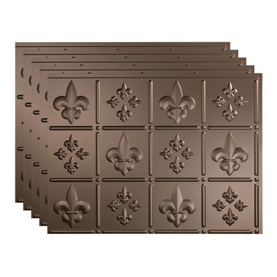 Fasade 18in x 24in Fleur-de-lis Argent Bronze Backsplash Panel 5pk