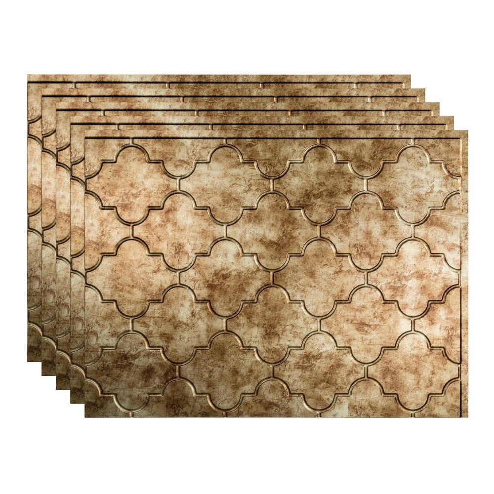 Fasade 18in x 24in Monaco Bermuda Bronze Backsplash Panel 5pk