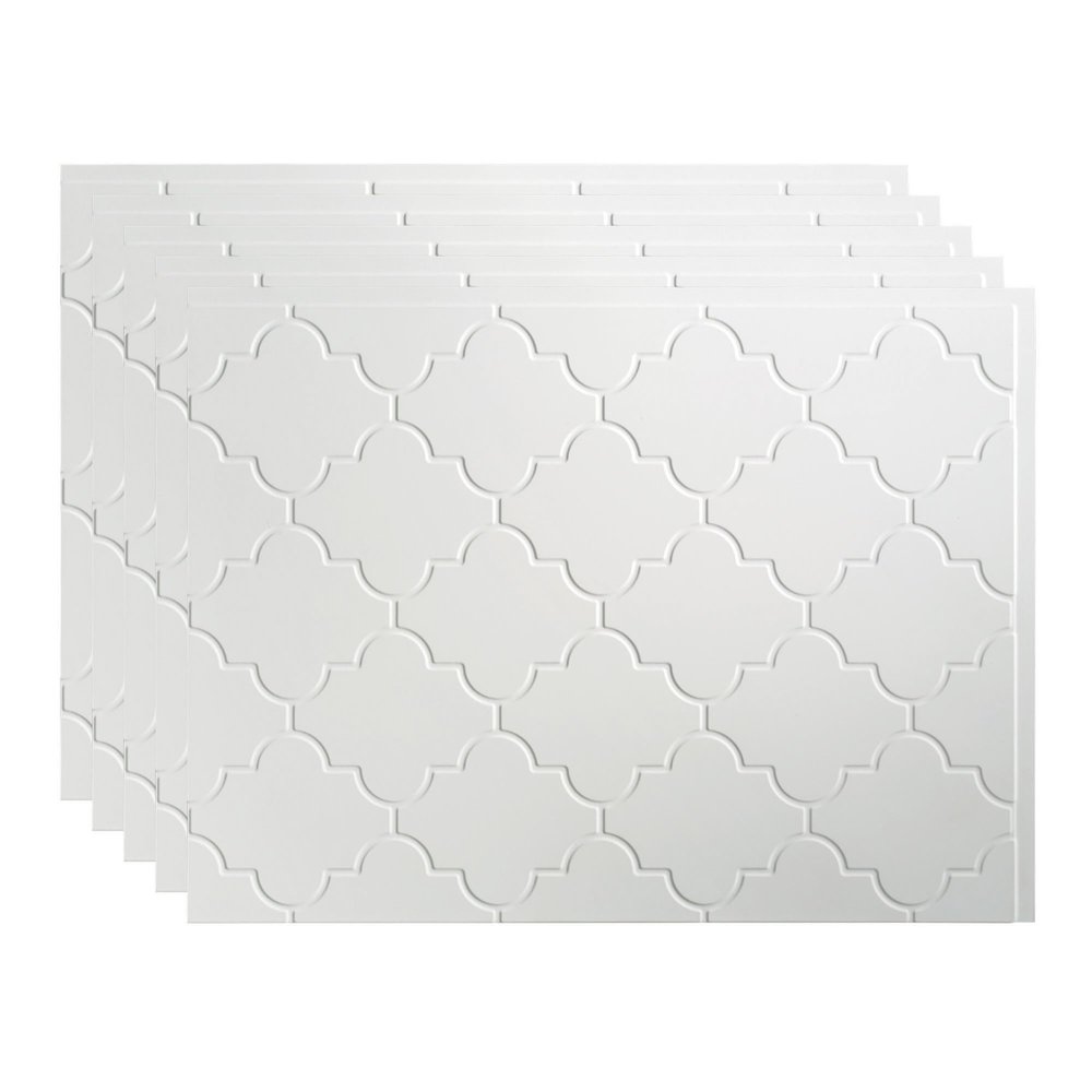 Fasade 18in x 24in Monaco Matte White Backsplash Panel 5pk