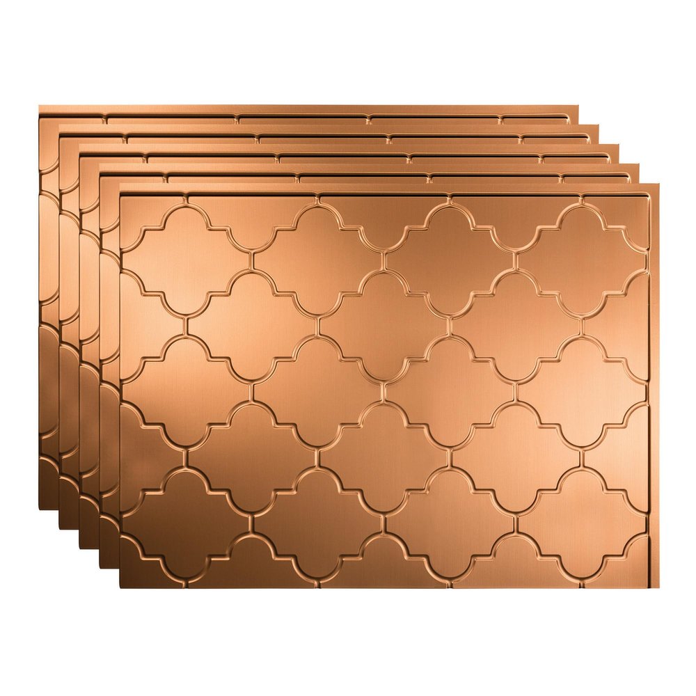Fasade 18in x 24in Monaco Polished Copper Backsplash Panel 5pk
