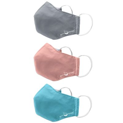 green sprouts i play 3 Pack Reusable Face Mask and Storage Bag with Carbon Filter and Water-Resistant Adult Large Aqua Coral Grey