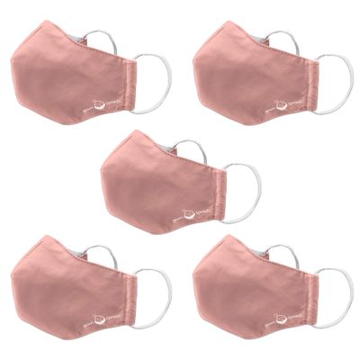 green sprouts i play 5 Pack Reusable Face Mask and Storage Bag with Carbon Filter and Water-Resistant Adult Large Coral