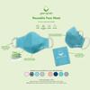 green sprouts i play 5 Pack Reusable Face Mask and Storage Bag with Carbon Filter and Water-Resistant Teen/Adult Medium Aqua view 2