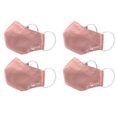 green sprouts i play 4 Pack Reusable Face Mask and Storage Bag with Carbon Filter and Water-Resistant Adult Large Coral