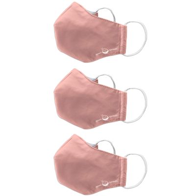 green sprouts i play 3 Pack Reusable Face Mask and Storage Bag with Carbon Filter and Water-Resistant Adult Large Coral