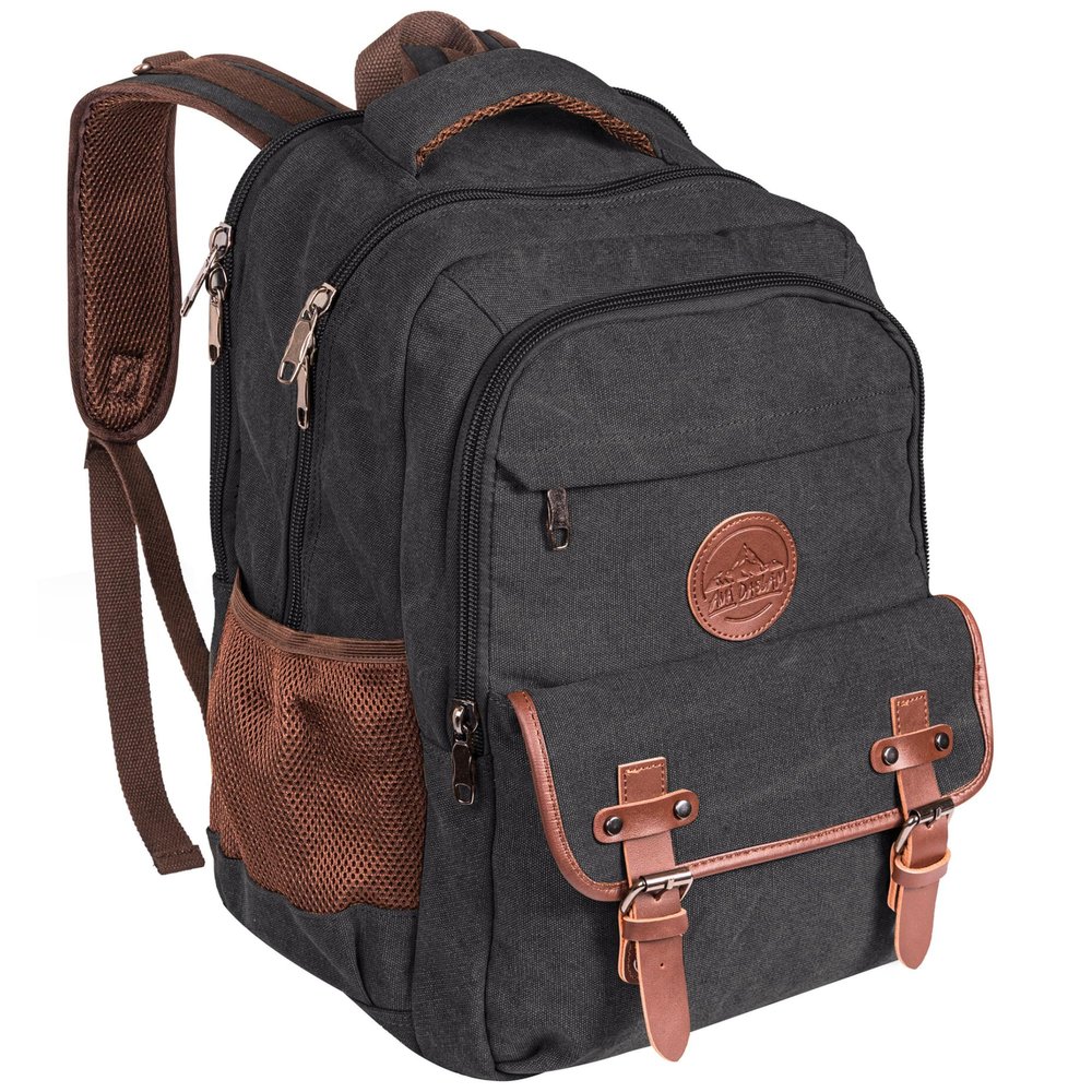 Ama Dablam Premium Original Canvas Backpack | Durable Zippers | Strong Stitching | College Travel | 17Laptop | 35L [Charcoal Black]