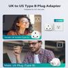 LENCENT UK to US America Plug Adapter, 2 Pack Grounded USA Visitors Travel Converter, Converts All Type G Plugs from United Kingdom UK Singapore Malaysia UAE Ireland Malta Hongkong and etc. (Type B) view 2