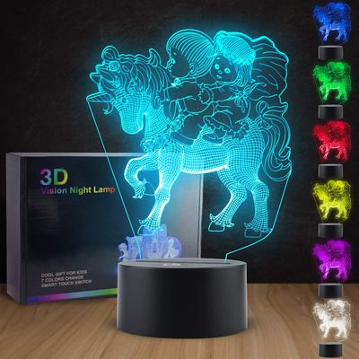 MENG ZHI AO Unicorn LED Nightlight 3D Visual Unicorn Desk Lamp with 7 Changing Colors Acrylic Flat Lamp with USB Charger Battery for Room Decoration Festival Gifts