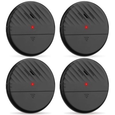 WSDCAM Ultra-Slim Glass Break Detector - 125dB Alarm, Vibration Sensor for Home Security - 4 Pack - Black