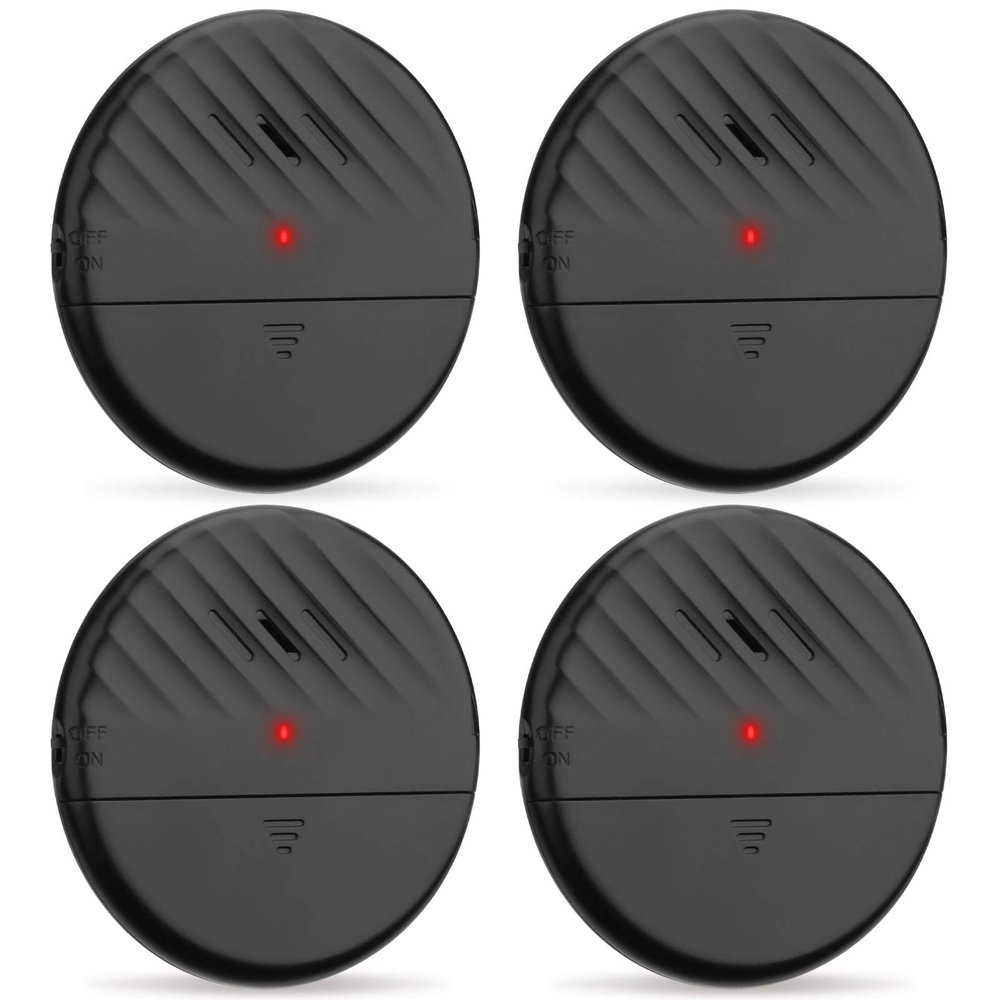 WSDCAM Ultra-Slim Glass Break Detector - 125dB Alarm, Vibration Sensor for Home Security - 4 Pack - Black