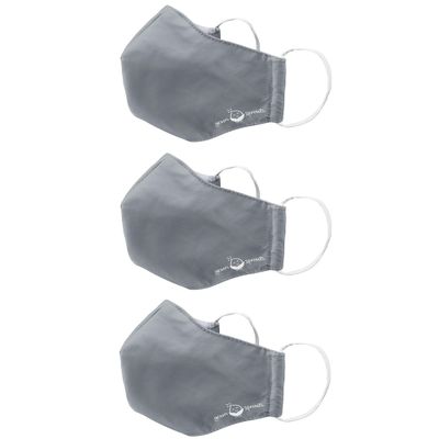 green sprouts i play 3 Pack Reusable Face Mask and Storage Bag with Carbon Filter and Water-Resistant Adult Large Grey