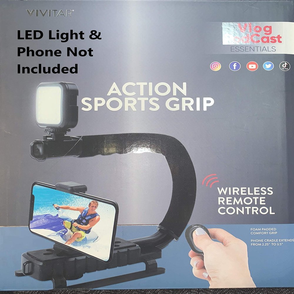 Vivitar DSLR Action Sports Grip Video Stabilizer W/Universal Phone Clamp 3.5"