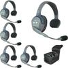 Eartec UL5S UltraLITE 5-Person Single-Ear Headset System with Single-Ear Master Headset and 4x Single-Ear Remote Headset view 1