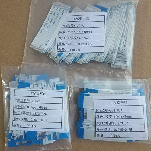 Davitu Electrical Equipments Supplies - 100pcs/Lot 1mm pitch FFC/FPC flexible flat cable 5cm A Type Same side Forward ipsilateral 4P/6/8/10/12/14/16/18/20/24/30pin - (Pins: 10P)