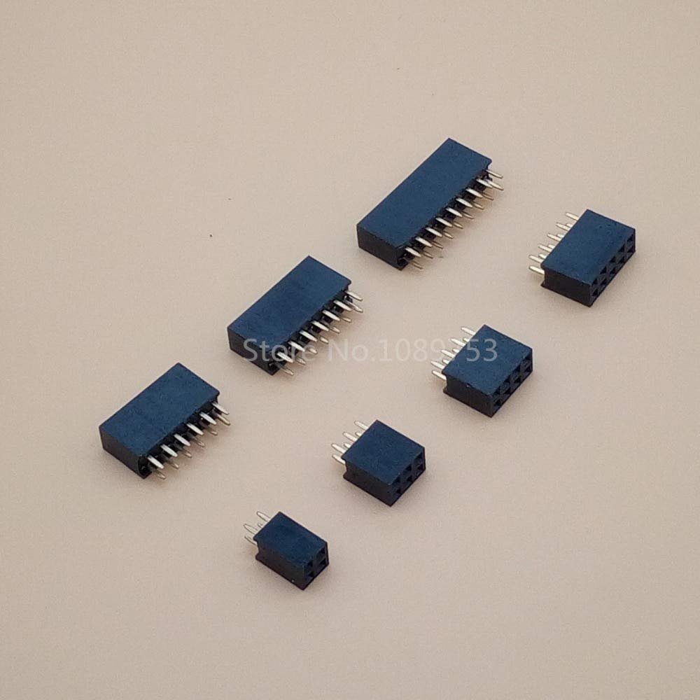 Davitu Electrical Equipments Supplies - 100Pcs 2.54mm 2x2/3/4/5/6/8/10/13/15/20/40 Pin Stright Female Double Row Pin Header Strip PCB Connector - (Color: 2x3P)