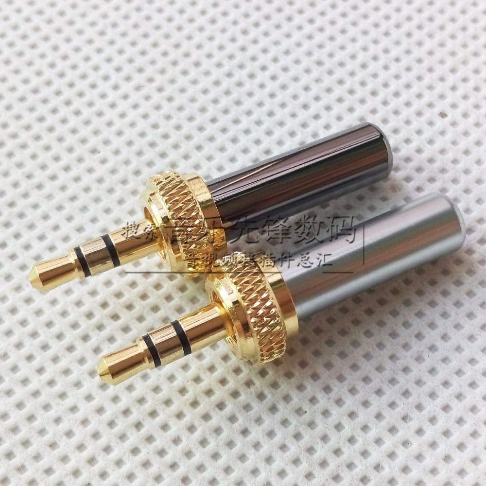 Davitu Electrical Equipments Supplies - 4pcs Special lockable shiny gold-plated 3.5 3.5 stereo plug assembly threaded locking front head assembly - (Color: black)