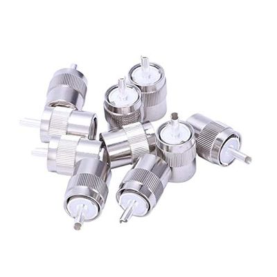 Davitu Electrical Equipments Supplies - TOP 10pcs Connector UHF male PL259 plug solder RG8 RG213 LMR400 7D-FB cable silver - (Color: Silver)