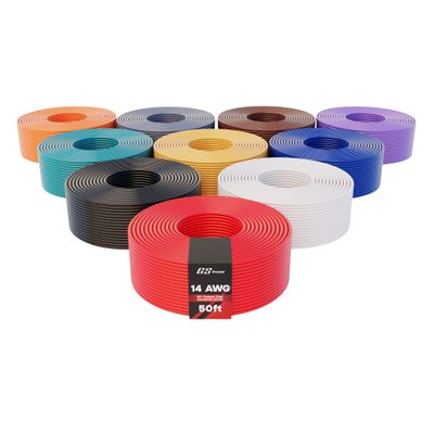GS Power 500ft CCA 14 Gauge Wire Automotive, 50ft Roll, 10 Colors, 14 AWG 12v, Speaker Electrical Wire Low Voltage Primary for Car Stereo Audio Trailer Harness Hookup Wiring DIY
