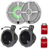 Wet Sounds Recon 6-XWW RGB 6.5" White Grill RGB Marine Speakers with US2-C65U-150 Black Speaker Pod with 1.50" Roll Bar Clamps view 1