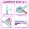 FosPower Kids Headphones with LED Cat Ears (85dB Safe Volume Limit), 3.5mm Soft On-Ear Wired Headphones with Tangle-Free Laced Cables for iPad/Tablet/School/Travel - Teal/Light Purple view 2
