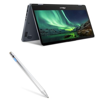 BoxWave Stylus Pen Compatible with ASUS VivoBook Flip 14 TP410UA - AccuPoint Active Stylus, Electronic Stylus with Ultra Fine Tip - Metallic Silver