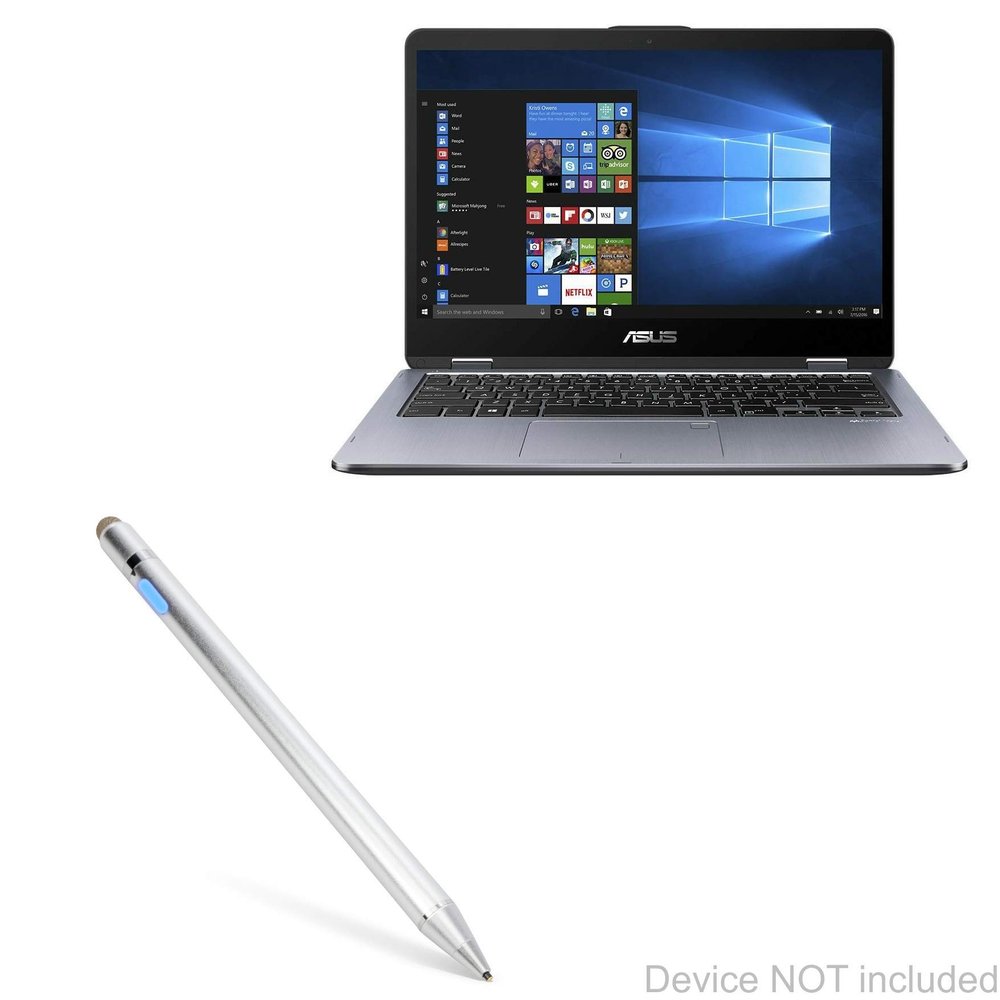 BoxWave Stylus Pen Compatible with ASUS VivoBook Flip 14 TP410UF - AccuPoint Active Stylus, Electronic Stylus with Ultra Fine Tip - Metallic Silver