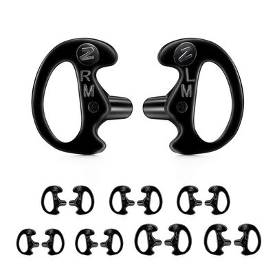 Zeadio 8-Pair Pro-Grade Covert Surveillance Earbud, Replacement Ear Insert, Silicon Earmold Earplug for Two-Way Radio Earpiece Audio Coil Tube, Compatible with Motorola/Kenwood (16pcs, Black)