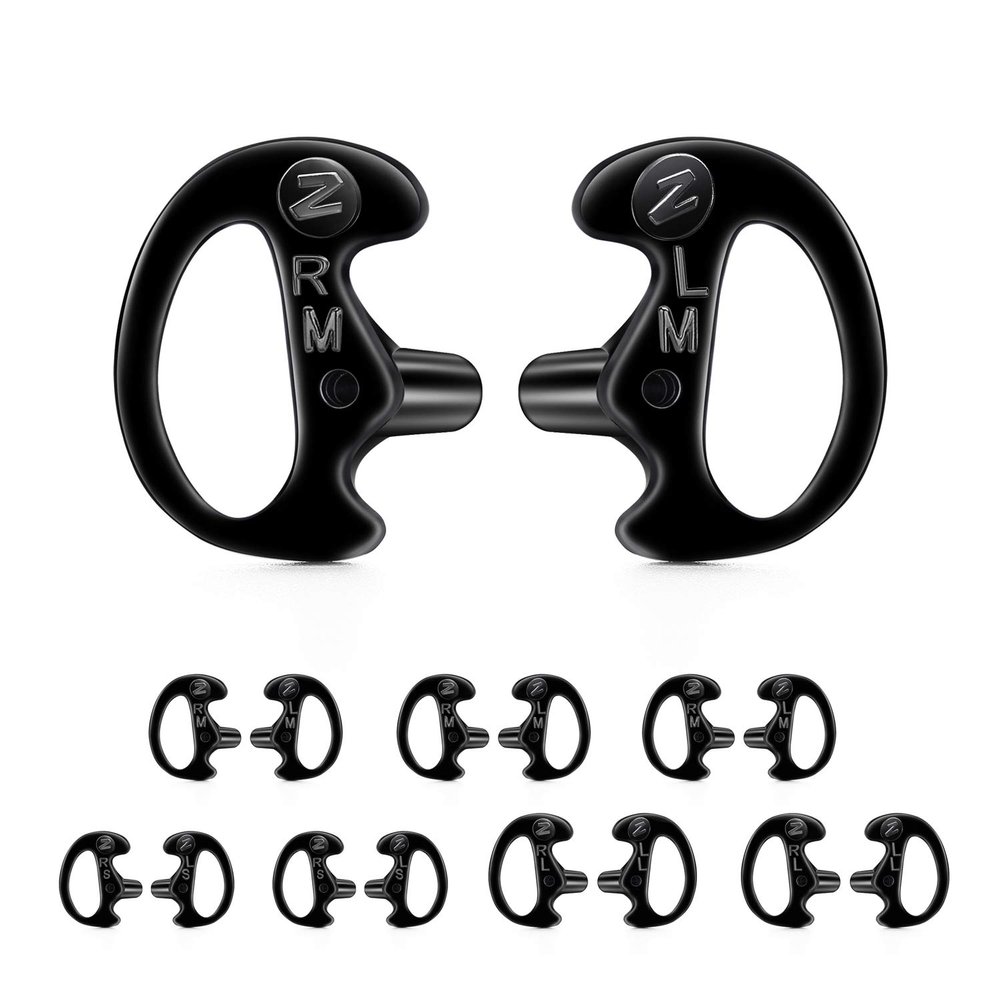 Zeadio 8-Pair Pro-Grade Covert Surveillance Earbud, Replacement Ear Insert, Silicon Earmold Earplug for Two-Way Radio Earpiece Audio Coil Tube, Compatible with Motorola/Kenwood (16pcs, Black)