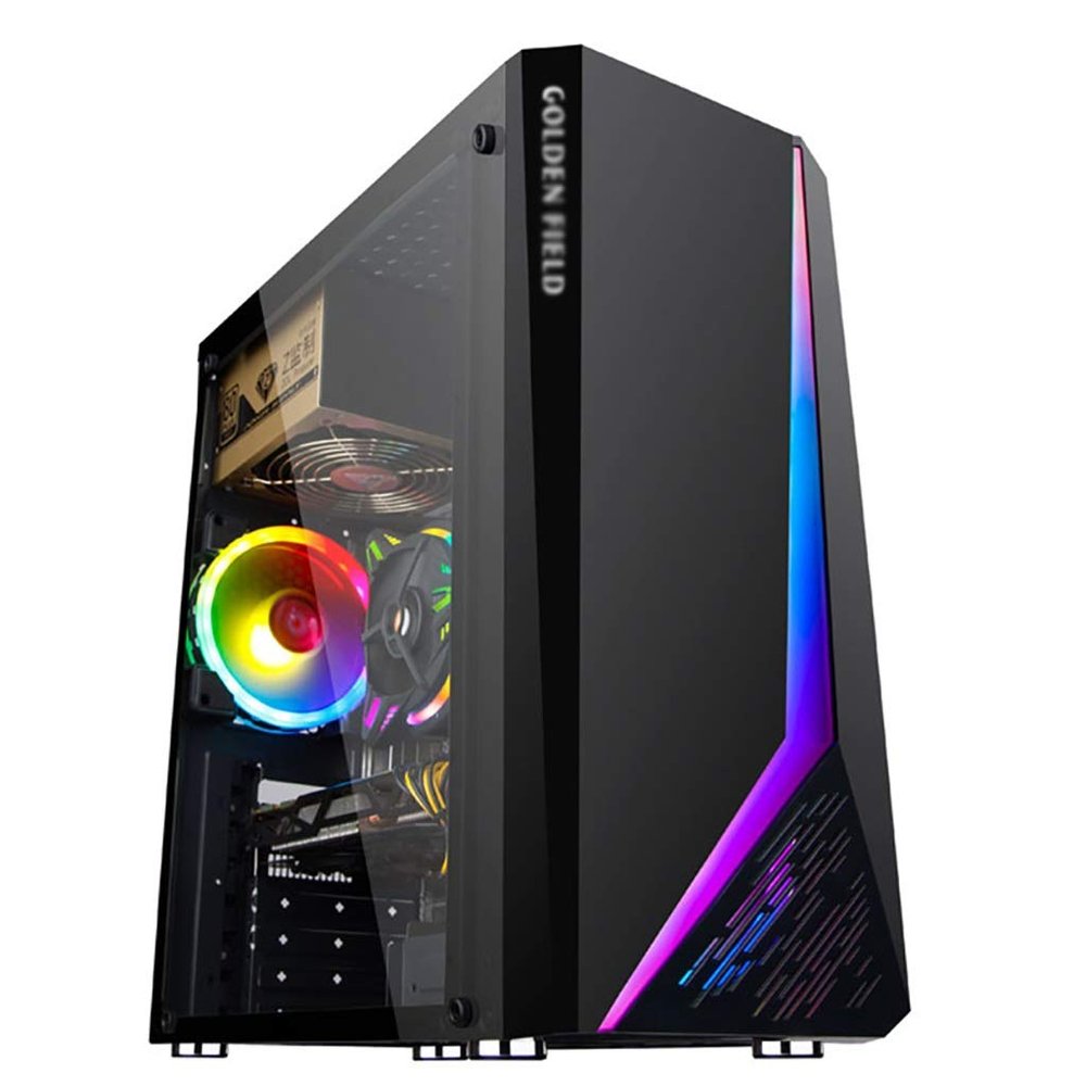 HDYD ATX Case,Mid-Tower PC Gaming Case ATX/M-ATX/ITX - Front I/O USB 3.0 Port - Fully Transparent Side Panels - 4 Fan Position - Water Cooling Ready