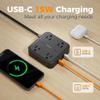 Surge Protector Flat Extension Cord 10FT, TESSAN Flat Plug Power Strip with 4 Outlets 3 USB Ports (1 USB C), 900 Joules Protection, Multiple Wall Outlet Extender Suitable for Home Office Dorm, Black view 3